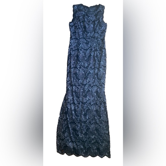 Adrianna Papell Dress Womens 6 Black Lace Floor Length Gown Formal Evening Event - Picture 2 of 10